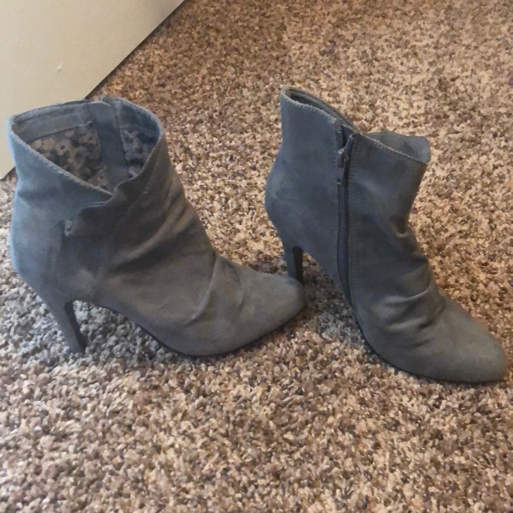 Grey suede ankle boots